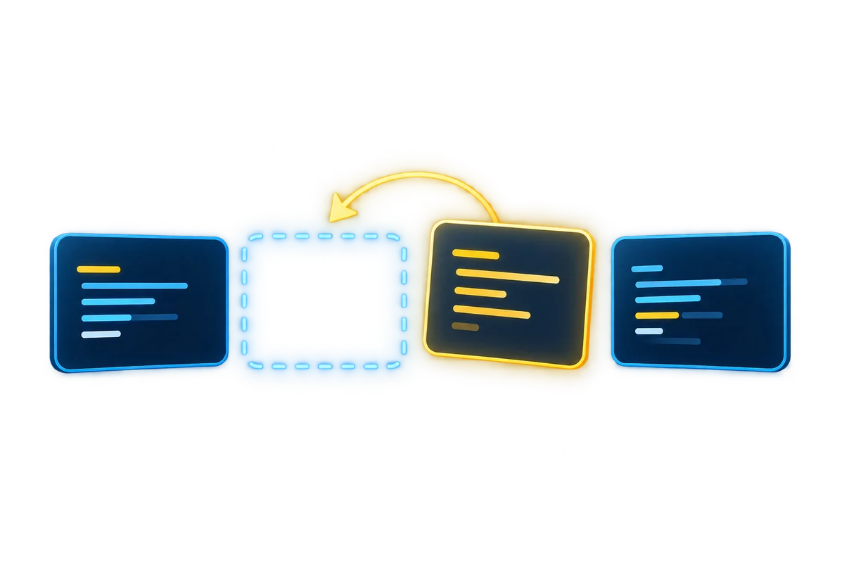 One selected change returns while surrounding code remains in place.